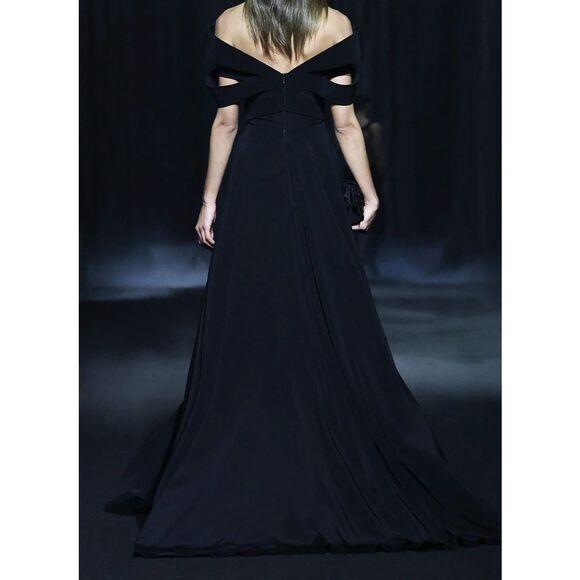 GEORGES HOBEIKA Crêpe Gown With Bow-Like Collar $4625 - Picture 4 of 12